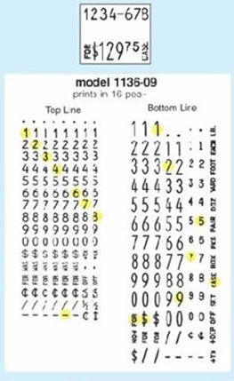 Monarch 1136-09 Price Gun band layout
